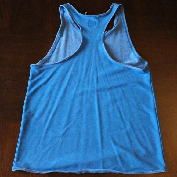 Saks Fifth Avenue BLUE Tank Top S Cut Off Look EUC - Picture 6 of 8